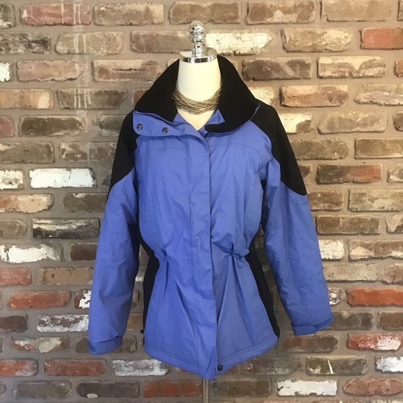 L.L. BEAN Woman’s Blue/Black Cinched Waist Ski Winter Primaloft Jacket Coat M - Picture 1 of 8